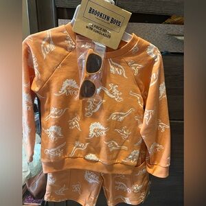 Brooklyn Boys Orange Dinosaur Outfit with Sunglasses